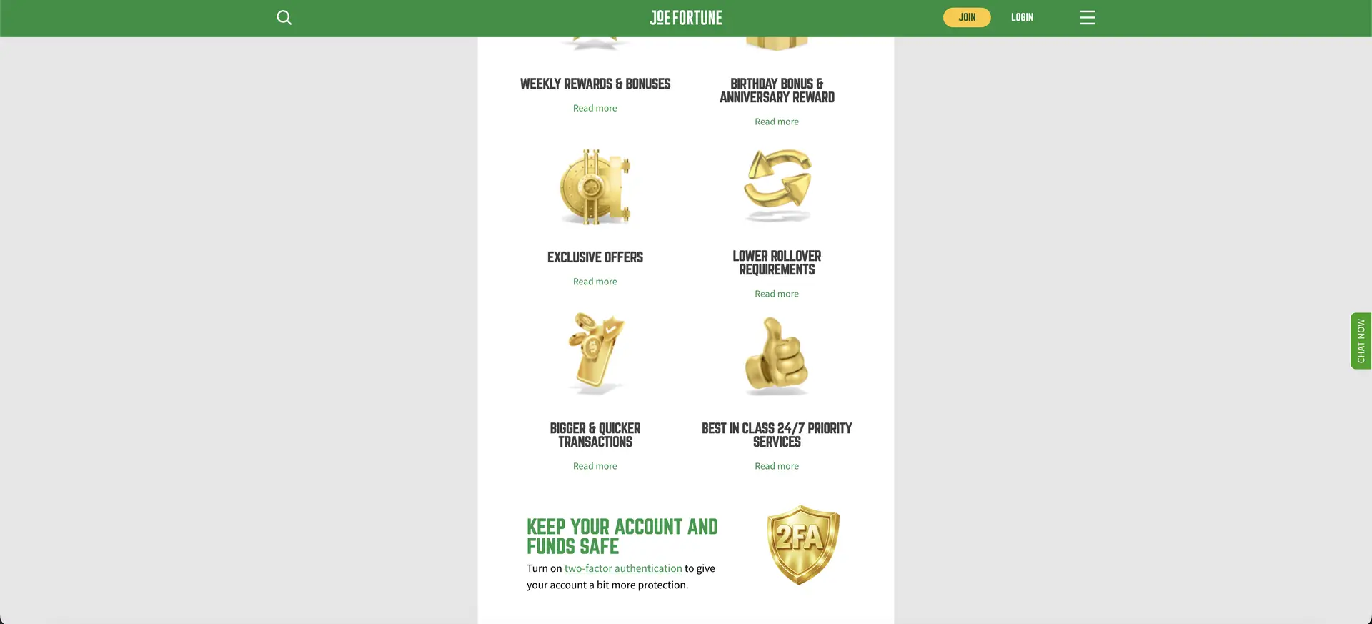 Joe Fortune exclusive offers rewards