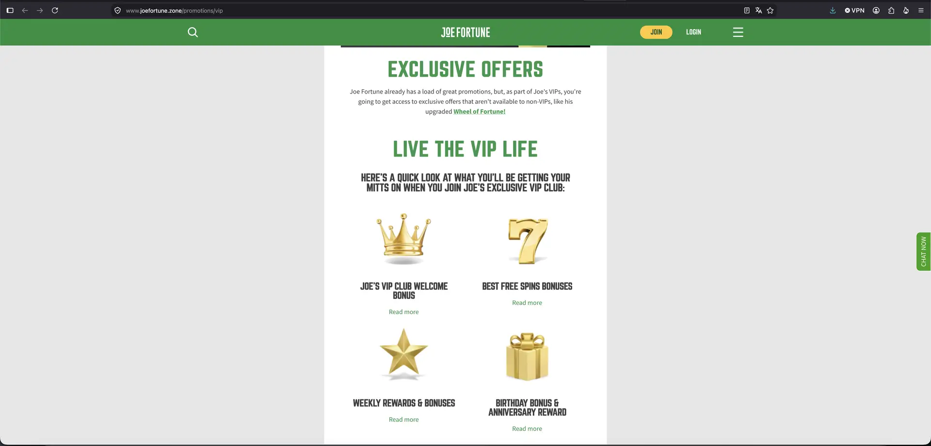 Joe Fortune exclusive offers